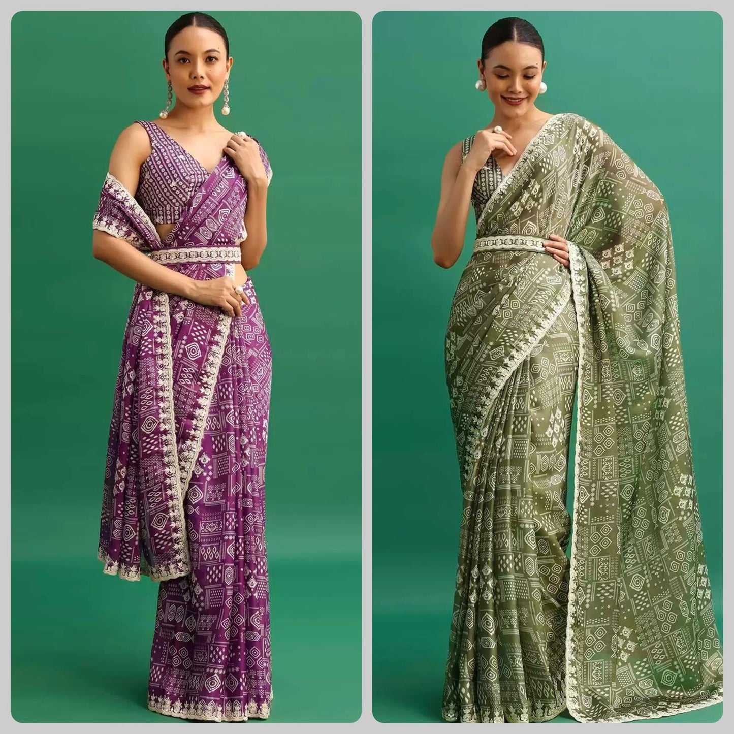 Chinnon Silk Digital Prints & Embroidery Codding & Sequins Work