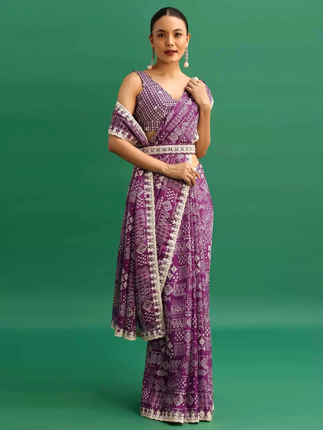 Chinnon Silk Digital Prints & Embroidery Codding & Sequins Work