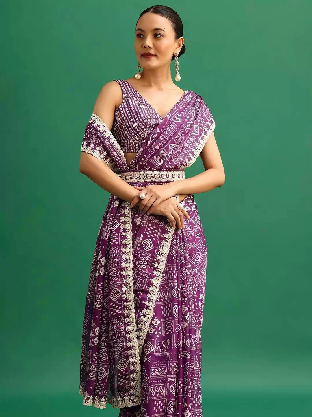 Chinnon Silk Digital Prints & Embroidery Codding & Sequins Work
