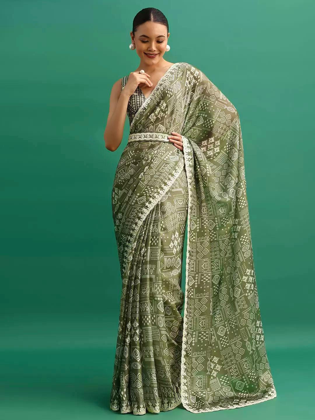 Chinnon Silk Digital Prints & Embroidery Codding & Sequins Work