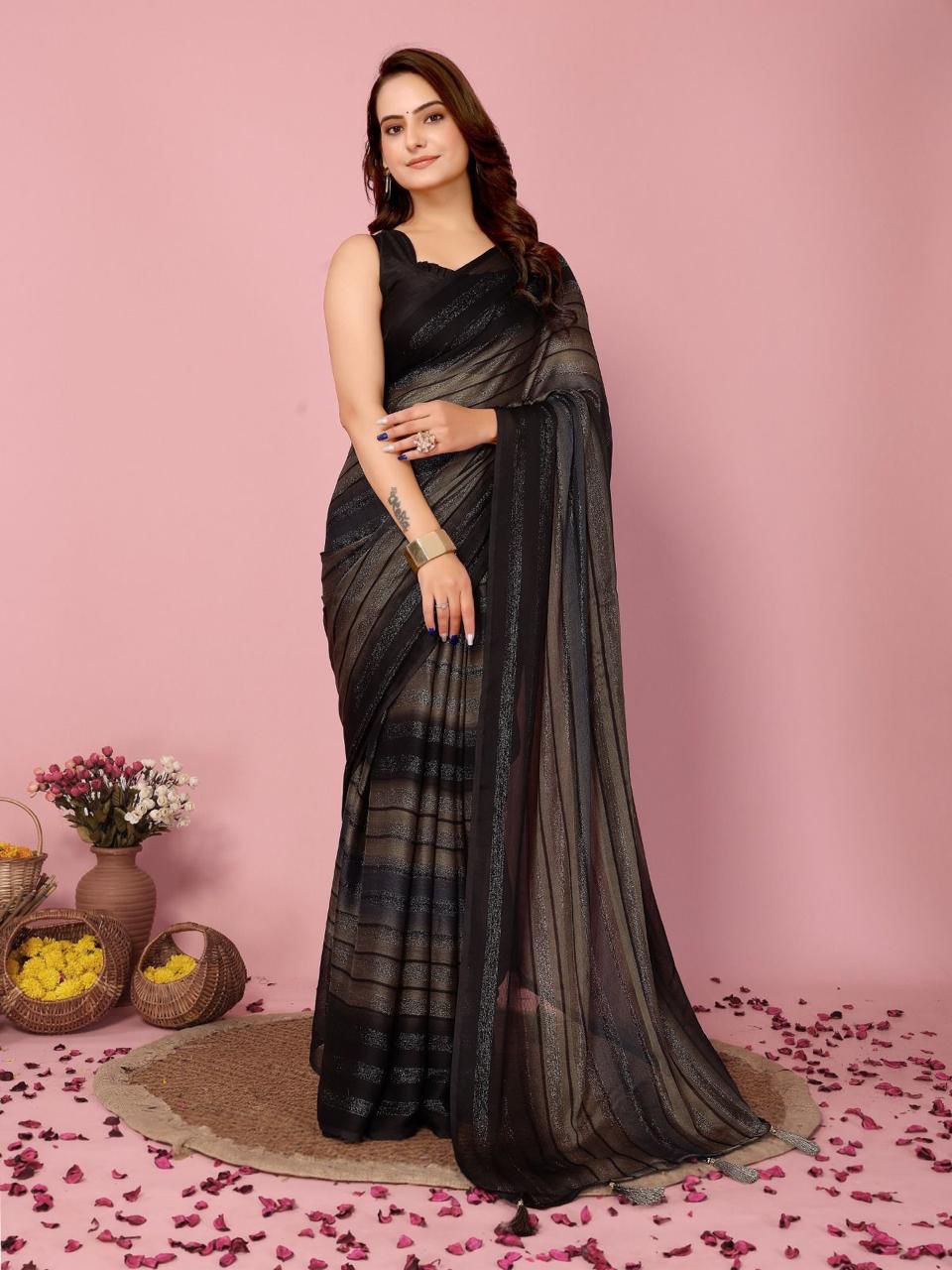 SOFT NAYLONE SAREE Three tone colour shade saree