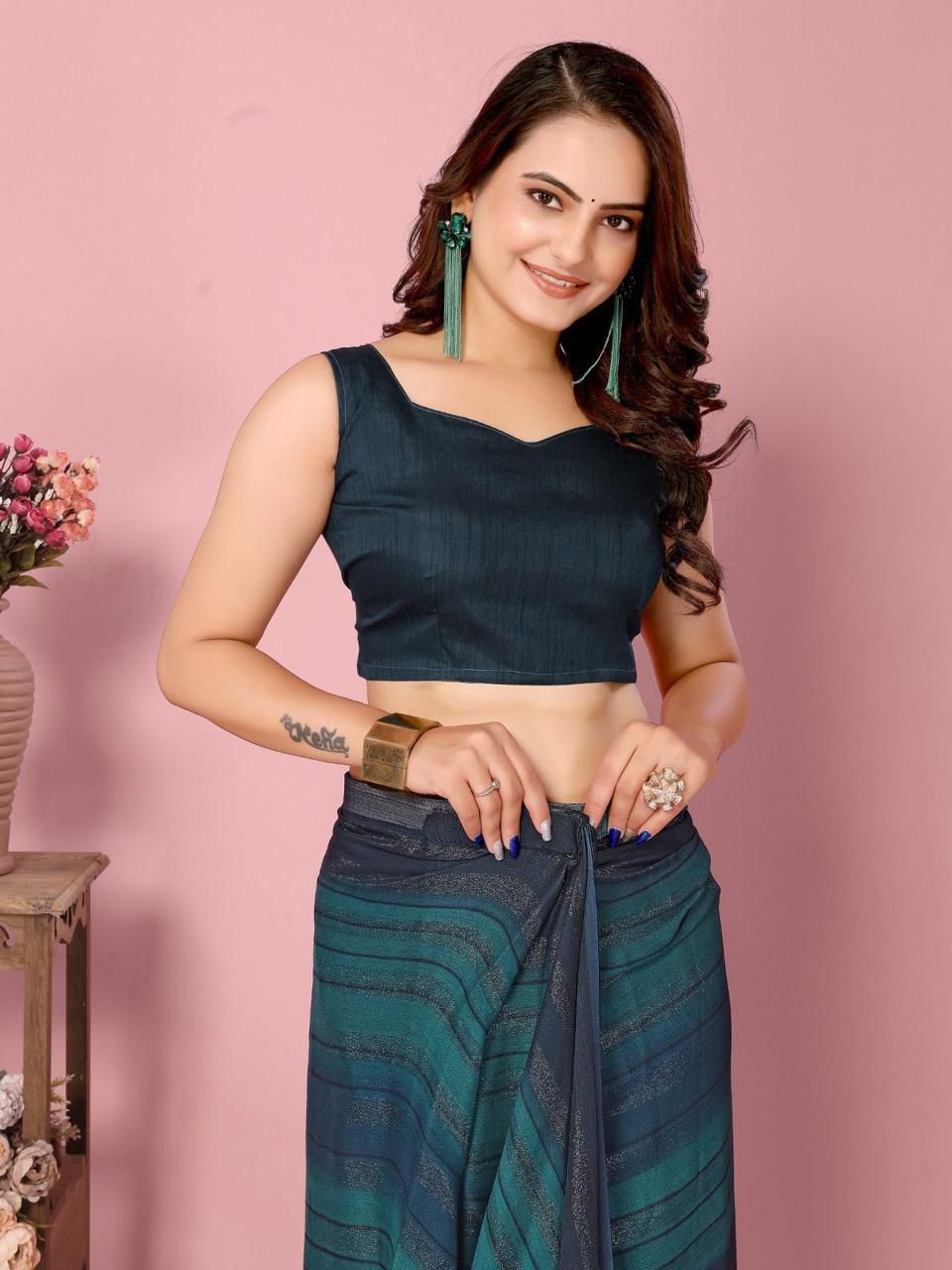 SOFT NAYLONE SAREE Three tone colour shade saree