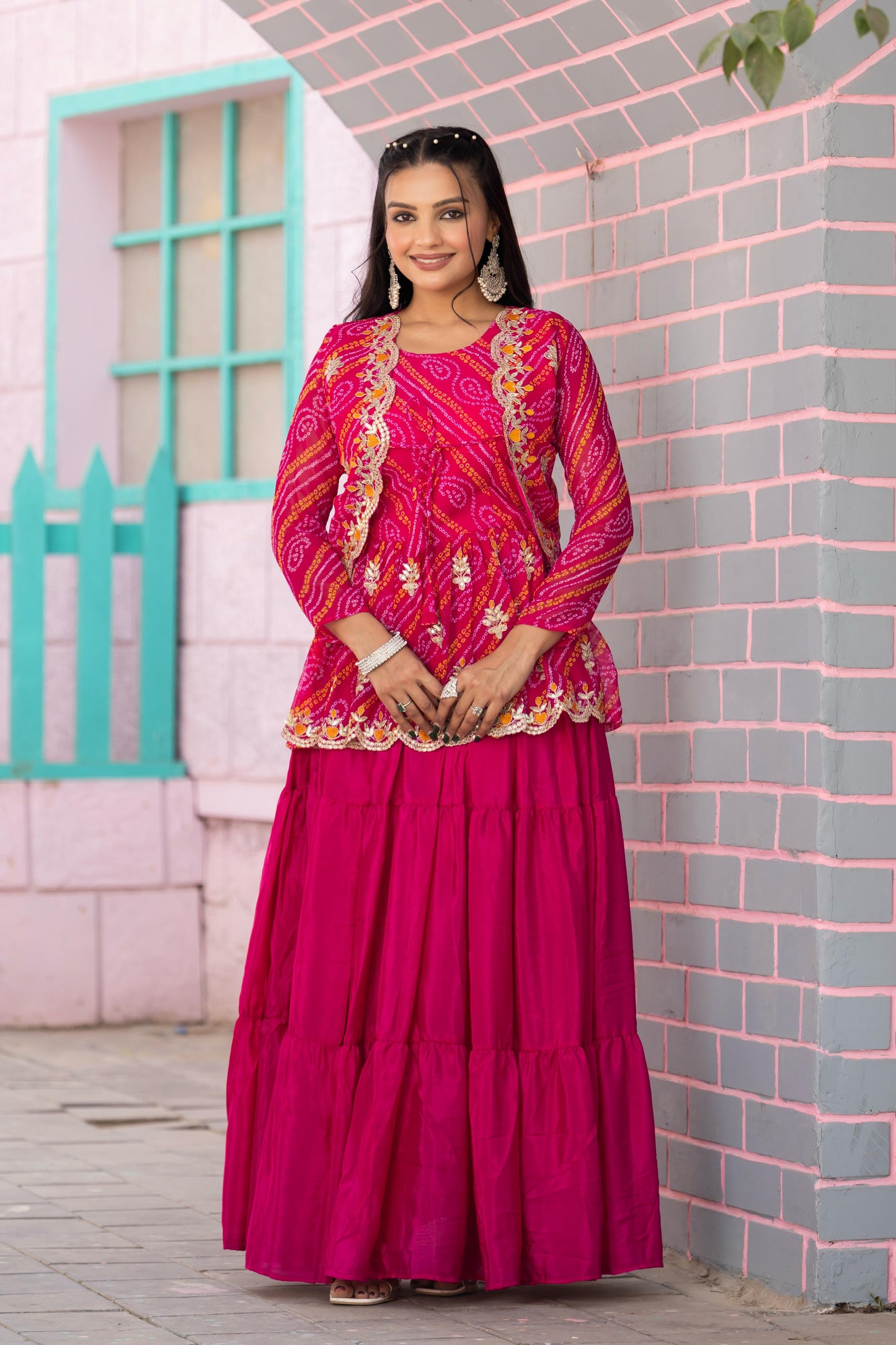 New Launching Holi special Bandhej Lehenga crop top & jecket
