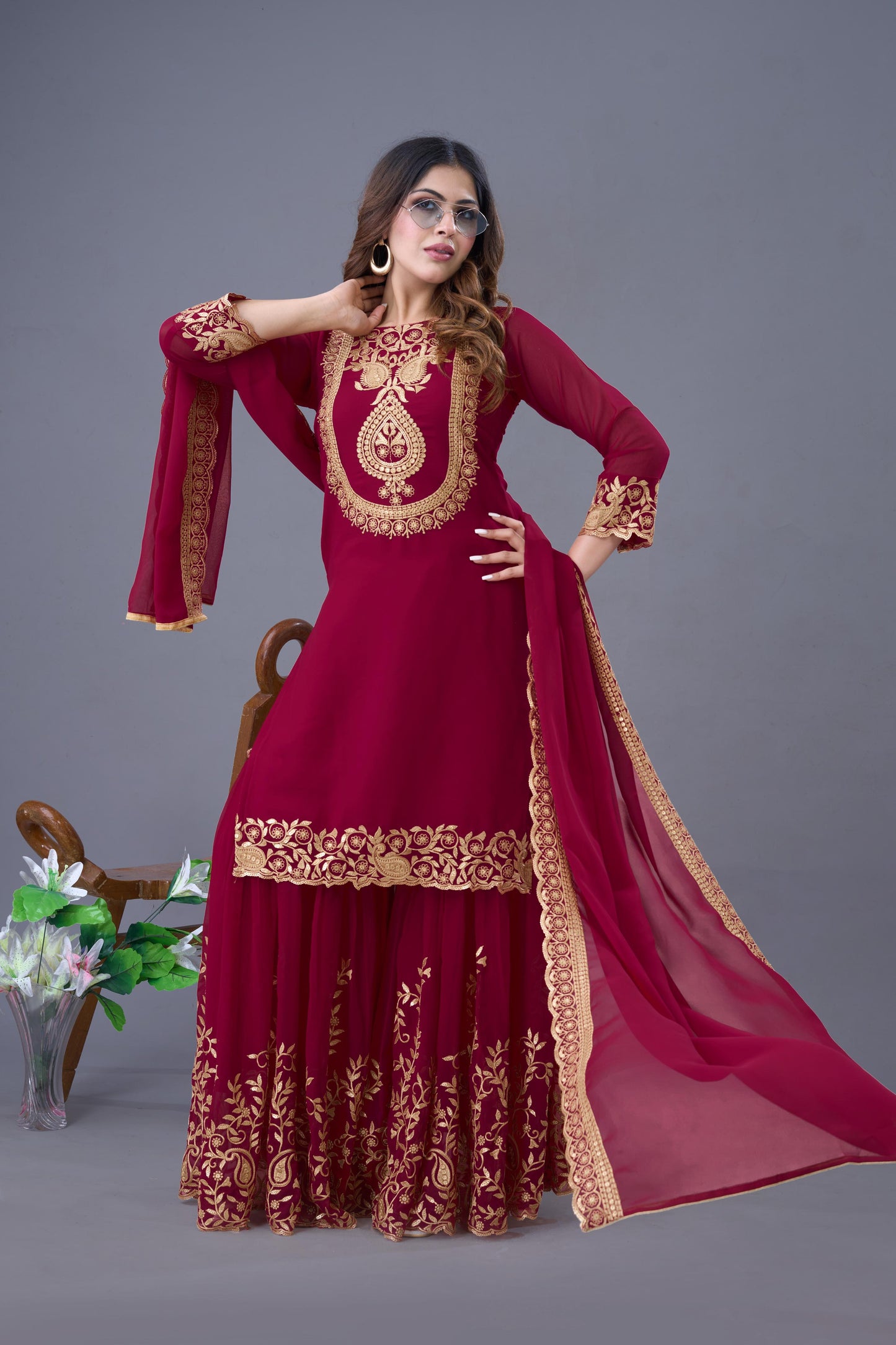 New Designer Collection In Blooming Faux Georgette