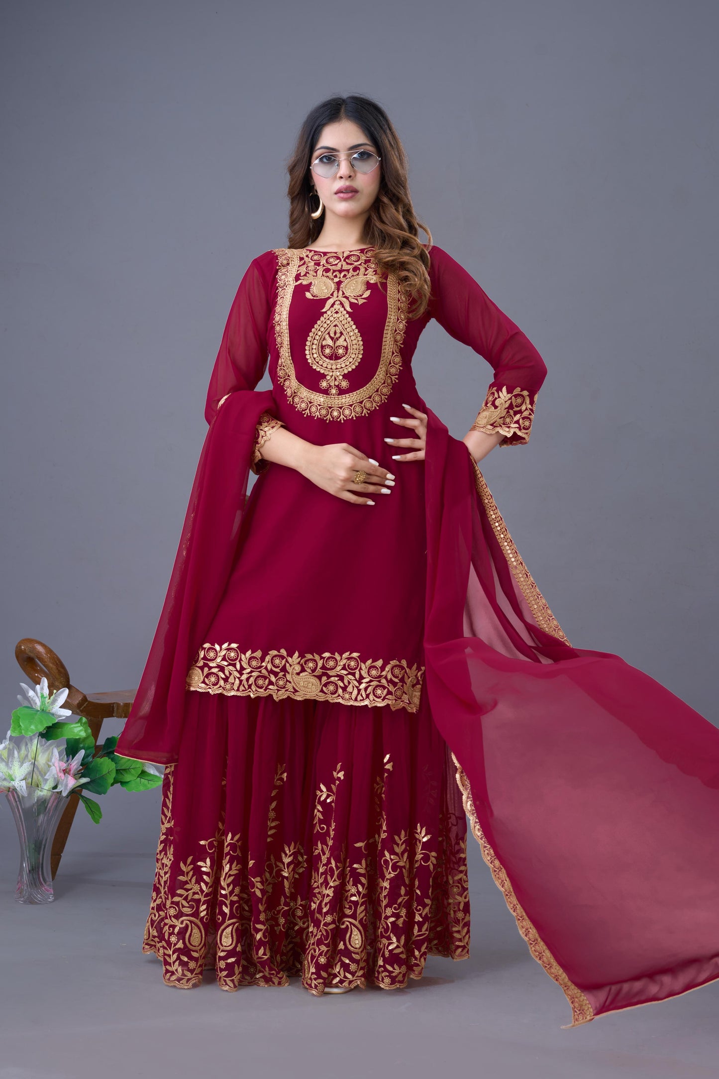 New Designer Collection In Blooming Faux Georgette