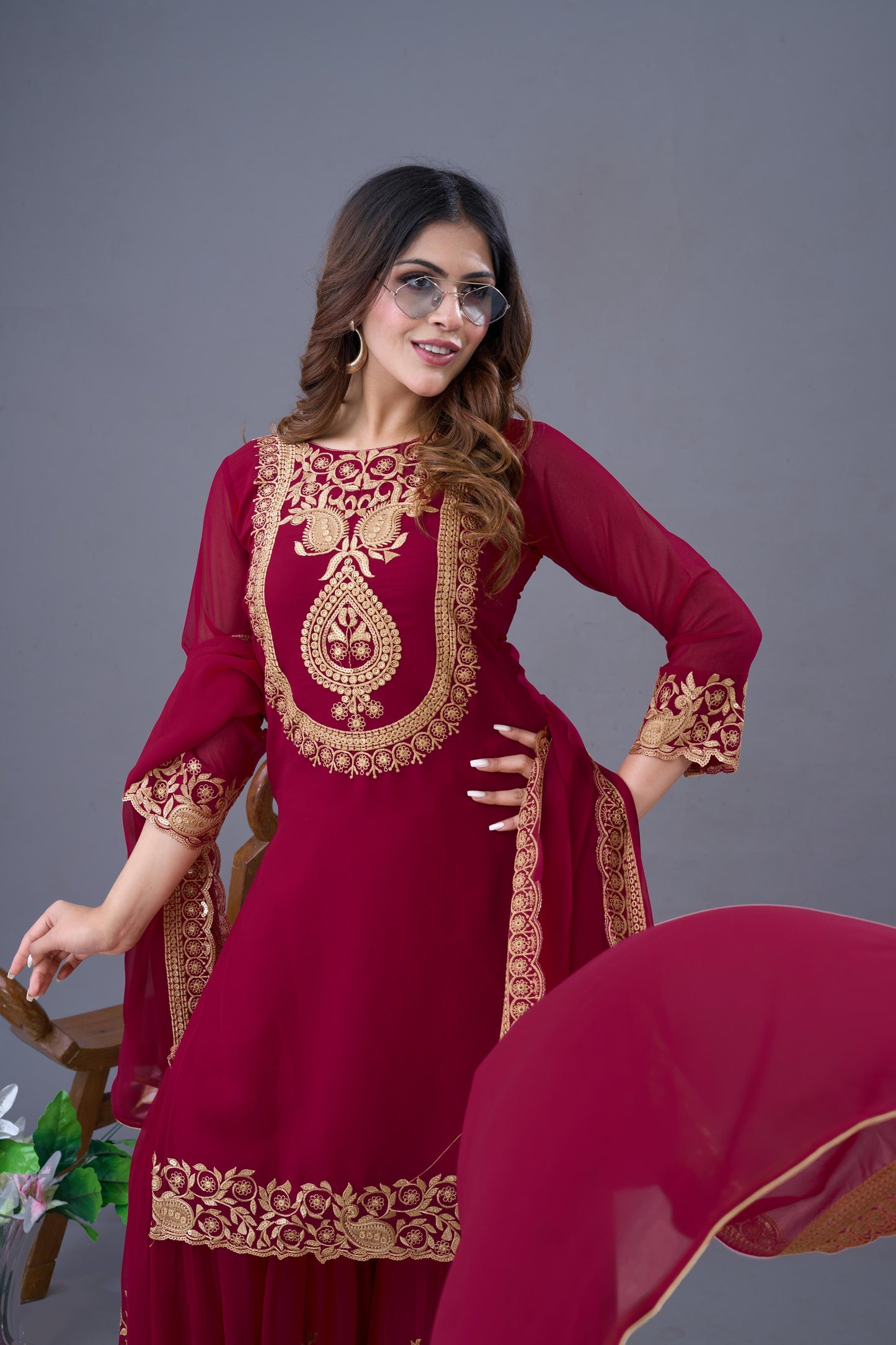 New Designer Collection In Blooming Faux Georgette