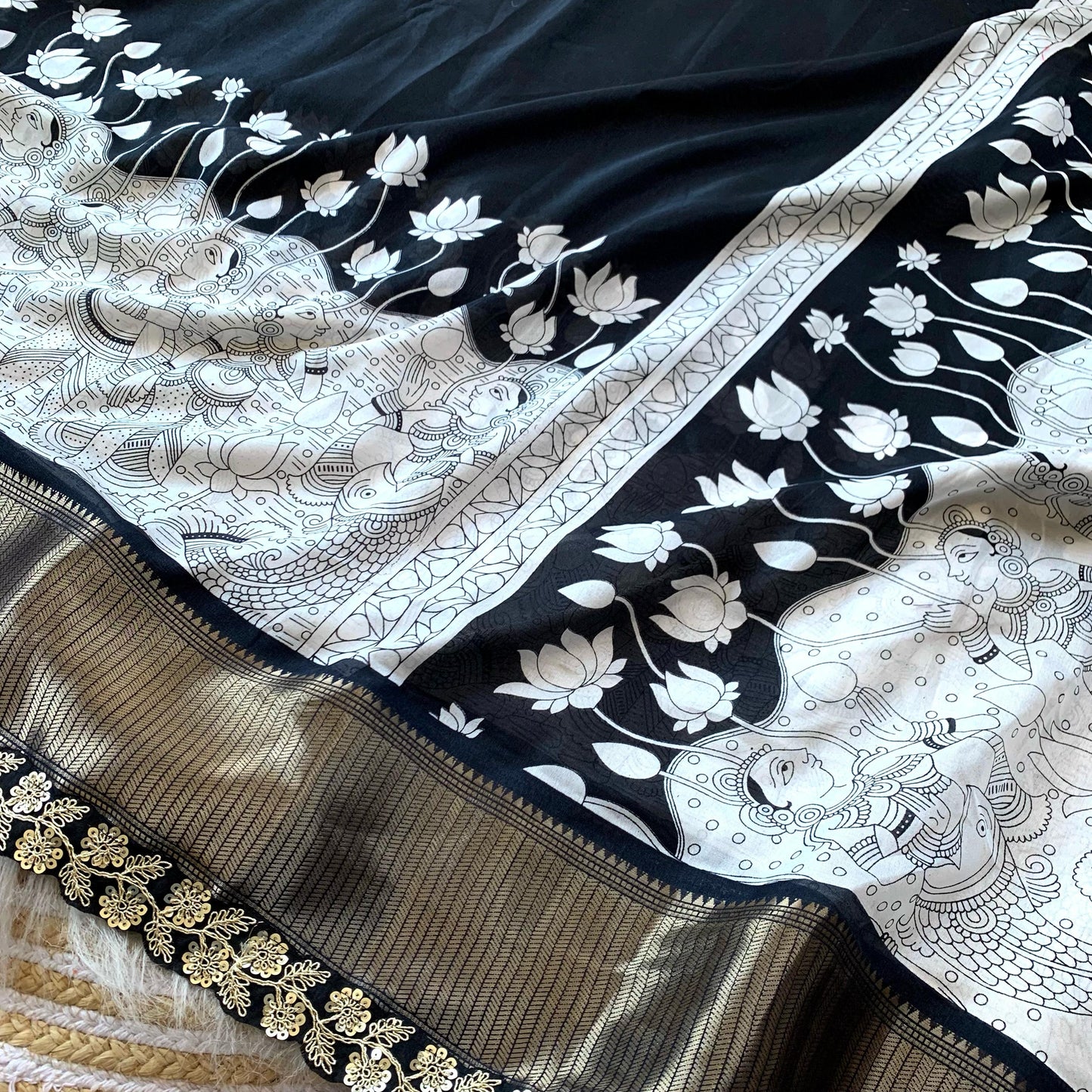 Kalamkariprint Soft Dola Silk saree