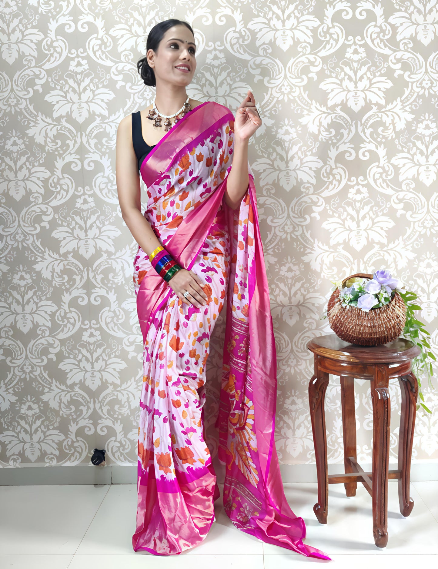 Heavy moss chiffon saree
