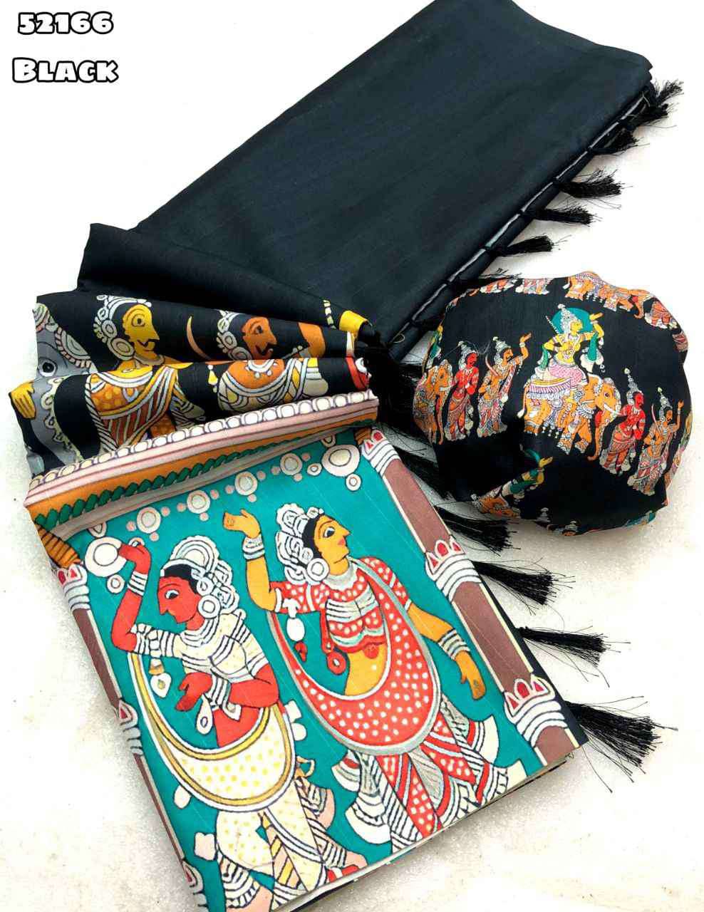 handloom Tussar silk kalamkari digital print comes tussle on pallu