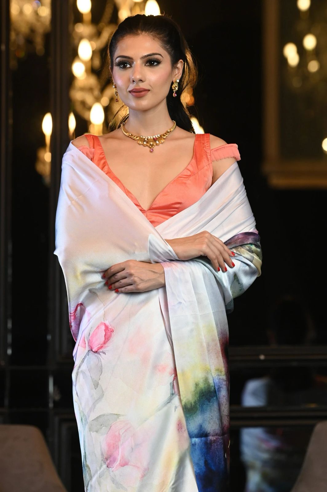 Collection of Satin,Pure Satin Sarees in Floral prints