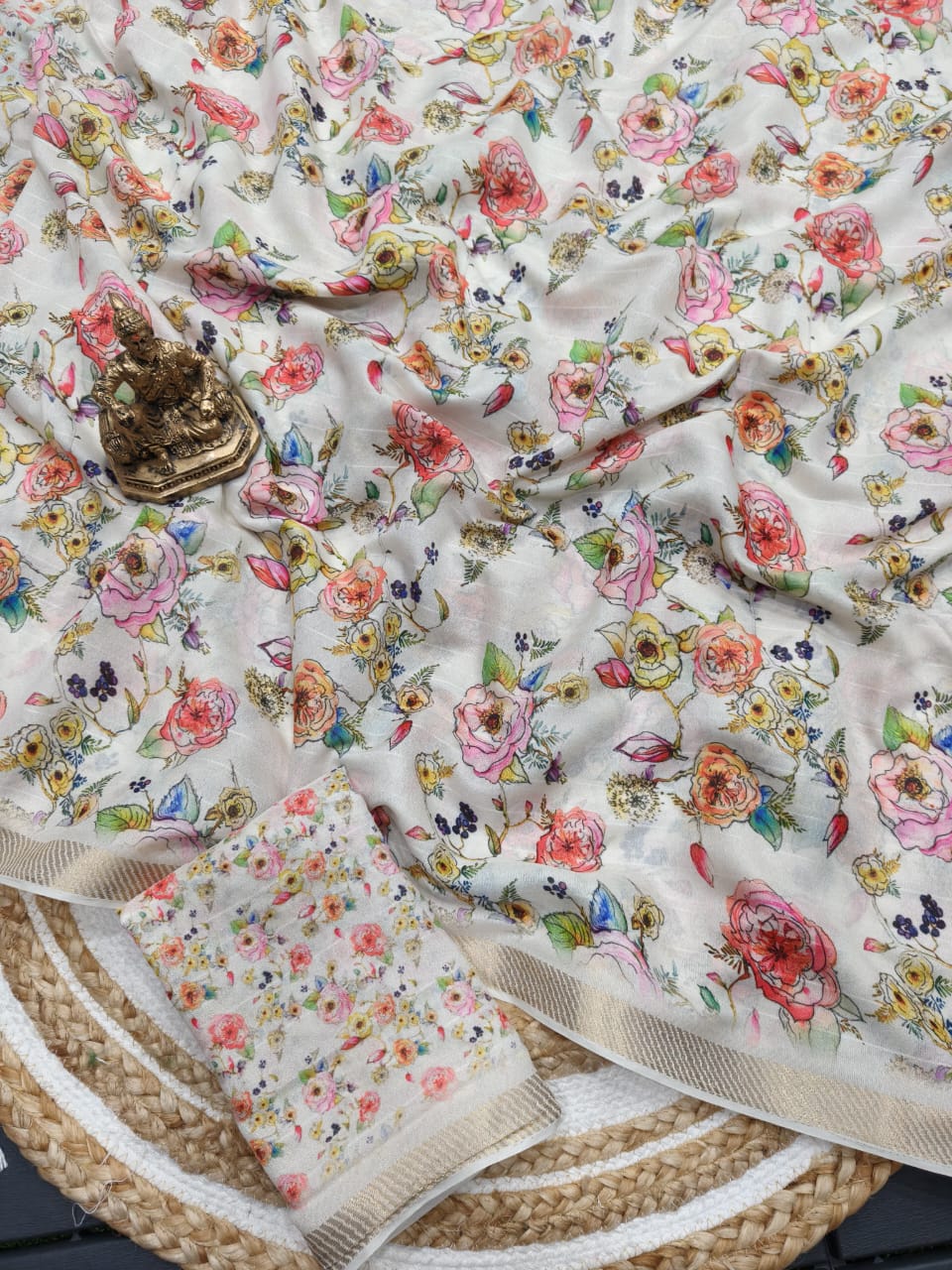 MARSHMALLOW FOR LV WHITE SAREE
