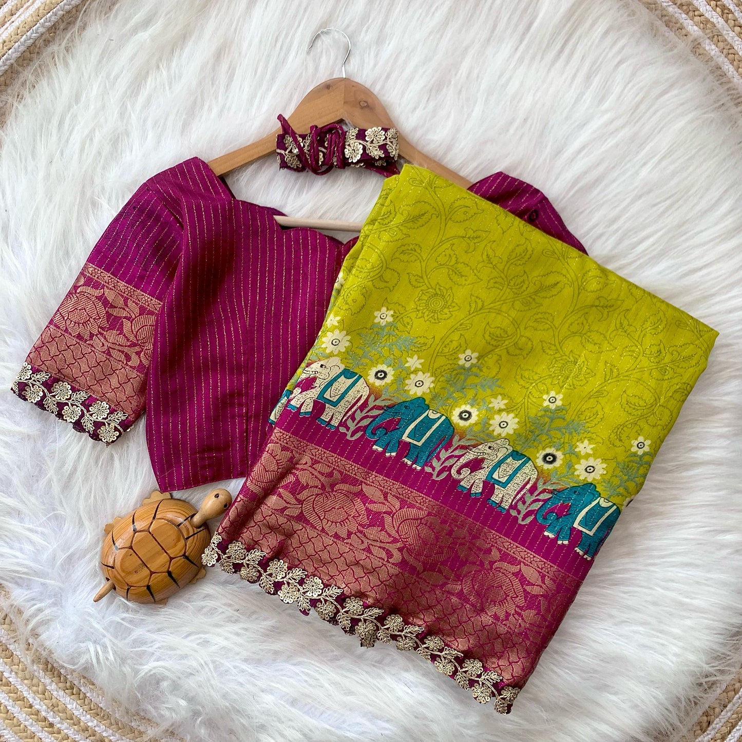 Soft Dola Rekko Silk Fabric With Kalamkari - Lvsakhi