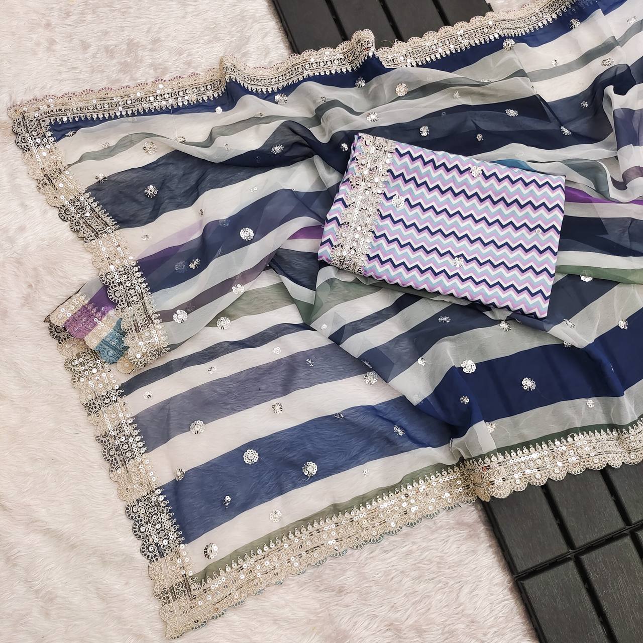 LV SAKHI-Thread Work & Border Codding & Sequins Work
