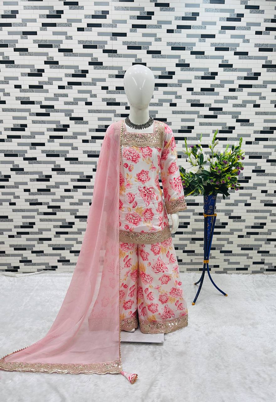 DESIGNER TOP WITH SARARA AND DUPATTA FULL STTICHED READY TO WEAR