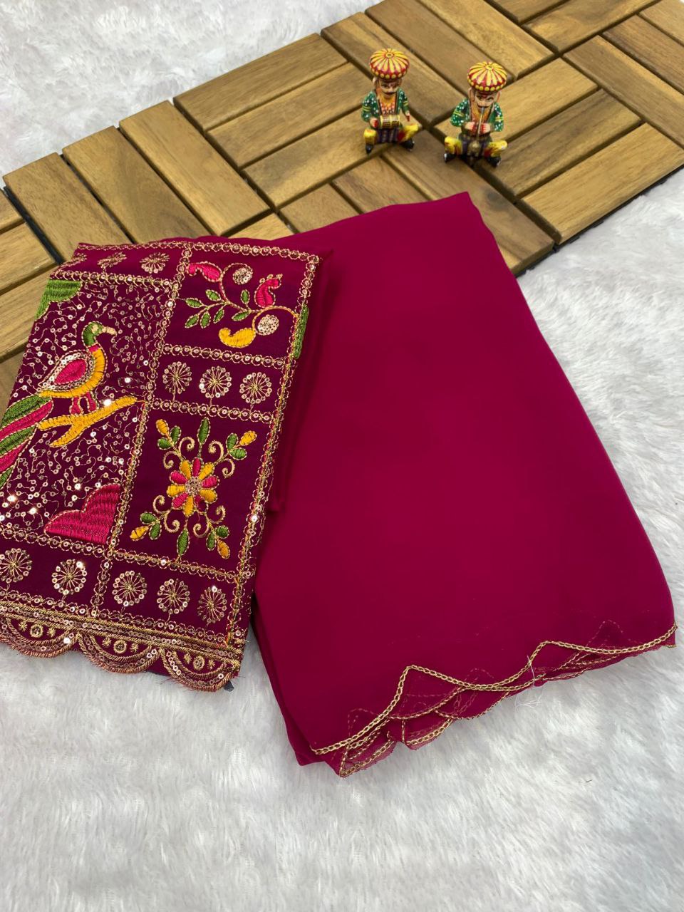 Saree Golden Jari Arcs Embroidery Allover Saree