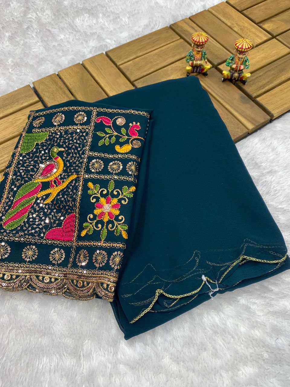 Saree Golden Jari Arcs Embroidery Allover Saree