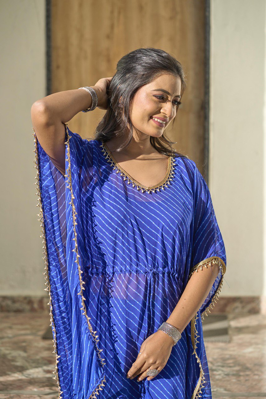 Gorgette Sharara Cord Set with Leheriya Print