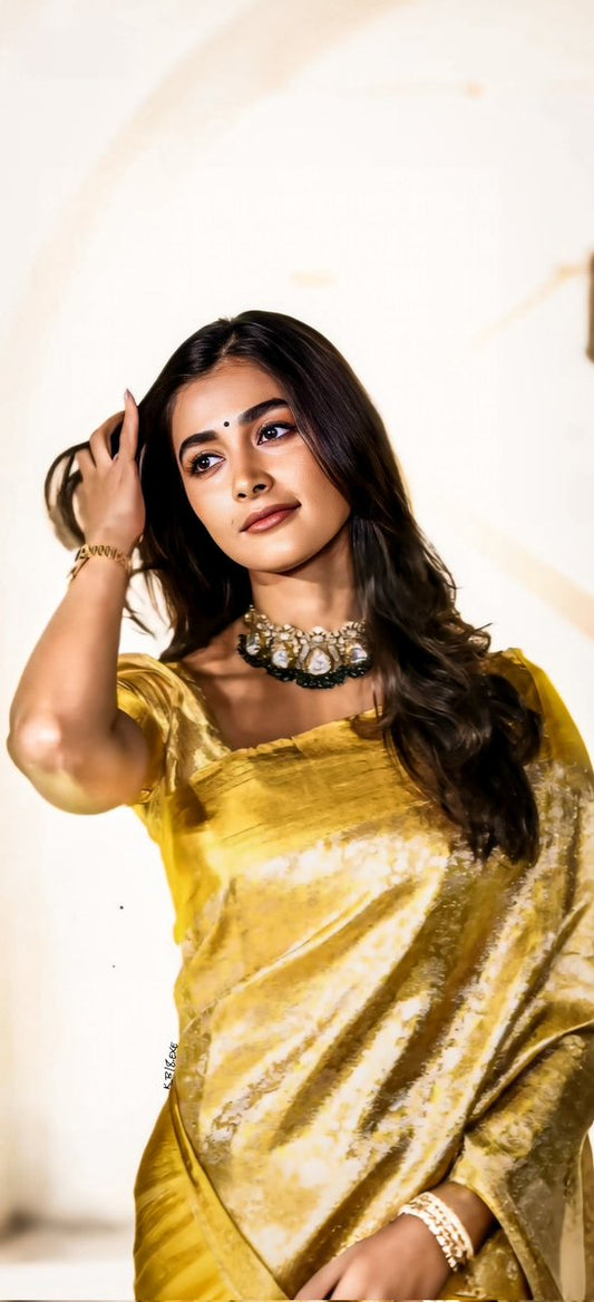 Beautiful banarsi Handloom Golden Tissue zari Silk saree