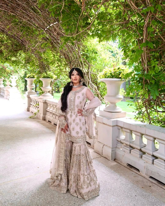 party Wear Look Pur Heavy Faux Georgette Top Plazzo & Dupatta Set