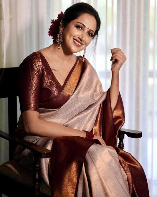 SOFT LICHI SILK CLOTH  RICH PALLU & JACQUARD WORK