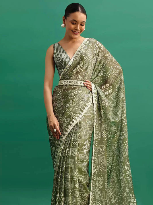 Chinnon Silk Digital Prints & Embroidery Codding & Sequins Work