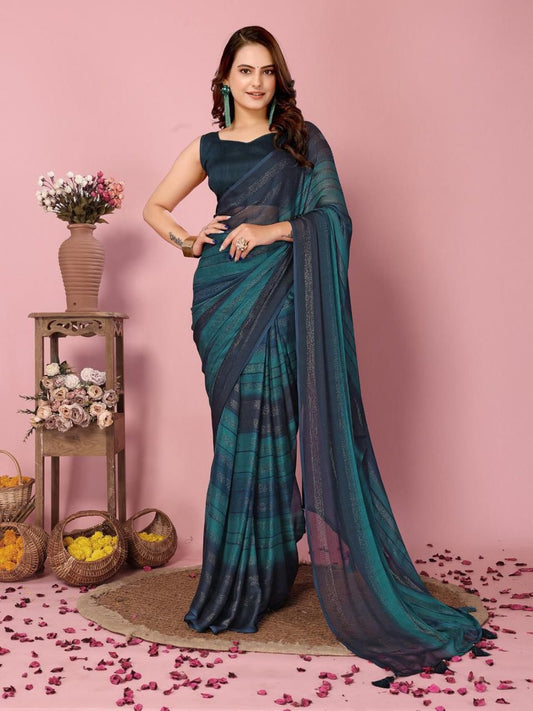 SOFT NAYLONE SAREE Three tone colour shade saree