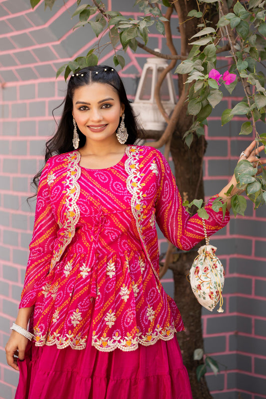 New Launching &nbsp;Holi special Bandhej Lehenga crop top &amp; jecket