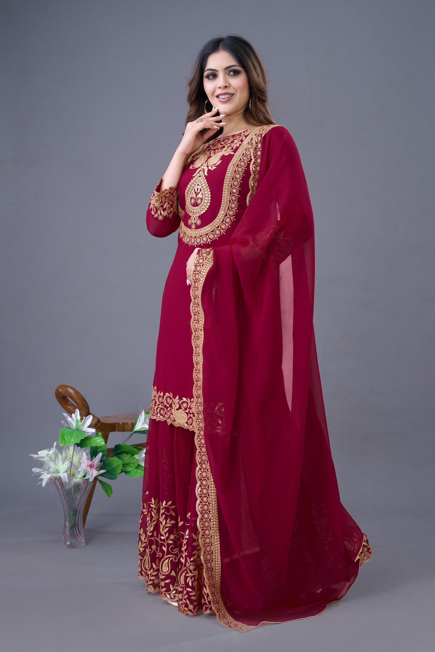 New Designer Collection In Blooming Faux Georgette