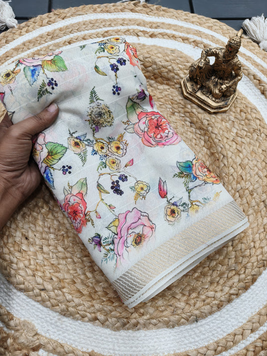 MARSHMALLOW FOR LV WHITE SAREE