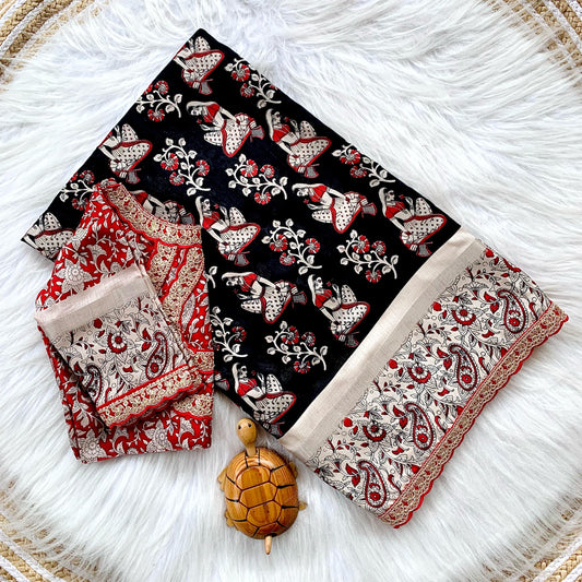 Soft Cotton Silk Fabric With Kalamkar