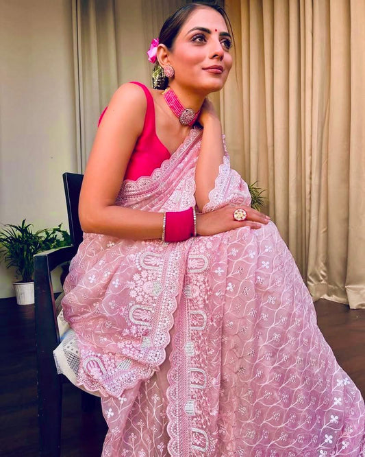 Khadi Organza With Beautiful with lv sakhi