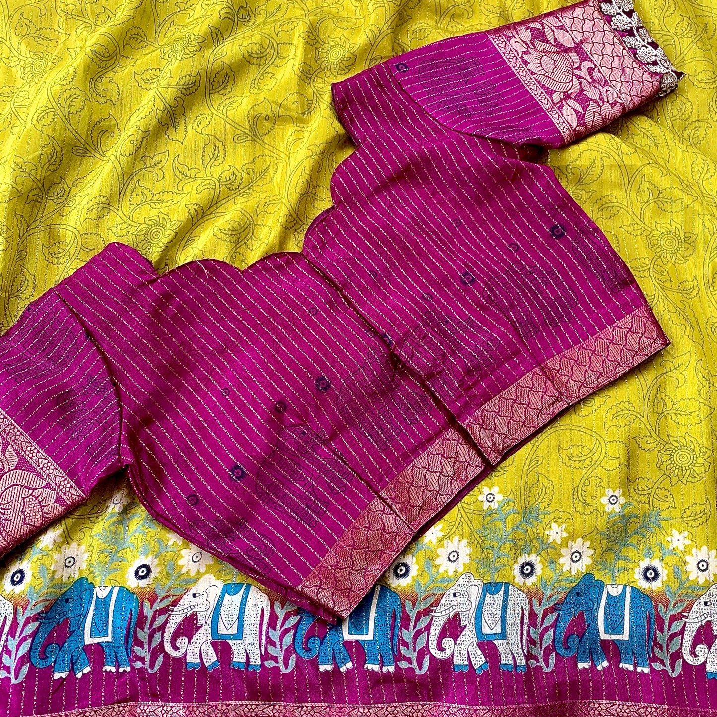 Soft Dola Rekko Silk Fabric With Kalamkari - Lvsakhi