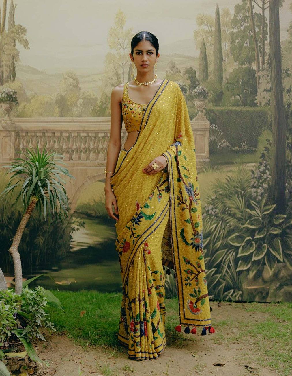yellow saree for lv sakhi
