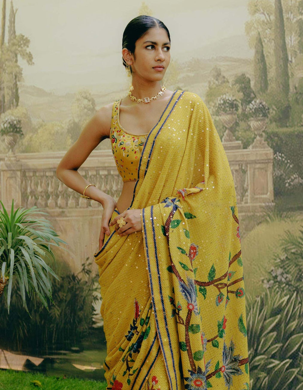 yellow saree for lv sakhi