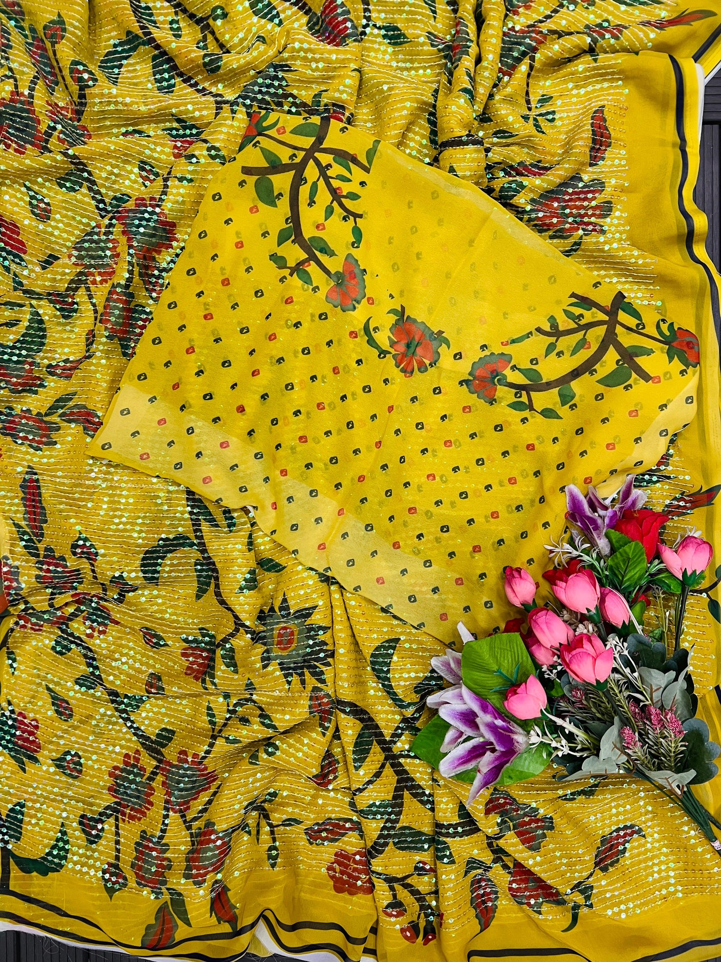 yellow saree for lv sakhi