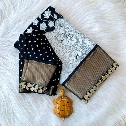 Primium Soft Dola Silk With Kalamkar